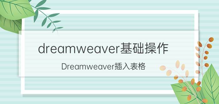 dreamweaver基础操作 Dreamweaver插入表格？